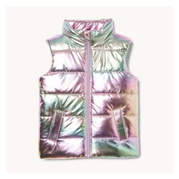 JOE FRESH Toddler Puffer Vest, metallic multi-colour 2T - Picture 2 of 5
